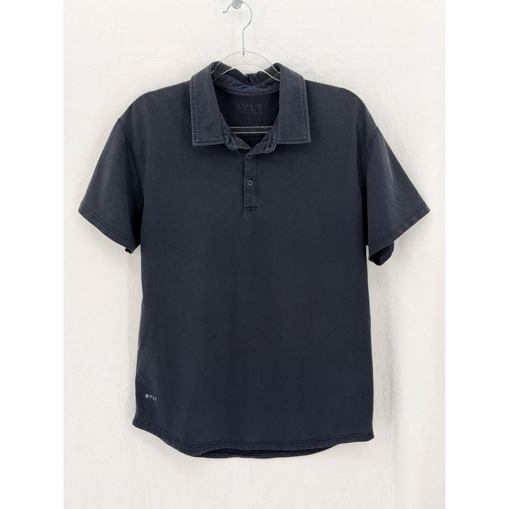 BYLT Shirt Mens Large Navy‎ Polo Premium Basics Short Sleeve Stretch Casual Golf